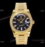 (GM Factory) Swiss Grade Rolex Day-Date 40mm Gold Watch Baguettes Markers